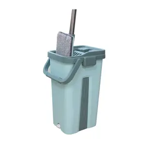 Free Hand Mop Microfiber Squeegee Cleaning Clean Tools Floor Dry And Wet Mop Household Flat Mop Bucket Set