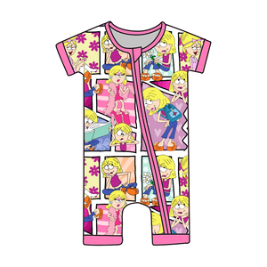 Prinzessin Baby Kurzarm Baby Zippy Pyjamas für Sommer Hot Sale Muster Reiß verschluss Verschluss - Product Image 5