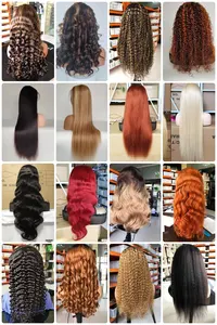 Perruques Lace Front Noires Naturelles, Partie Frontale en T Française, Afro Bouclé Volumineux, Sans Colle, <span class=keywords><strong>Fibre</strong></span> Haute Température Résistante à la Chaleur, Transparente - Product Image 5