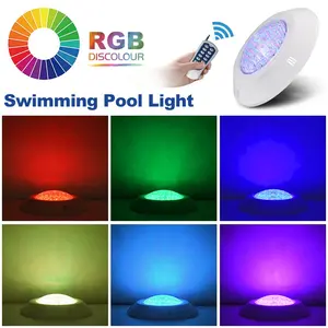 12V Lámpara de piscina Montado en superficie Sobre el suelo 18W Rgb Remoto Led Luces subacuáticas para piscina 45W