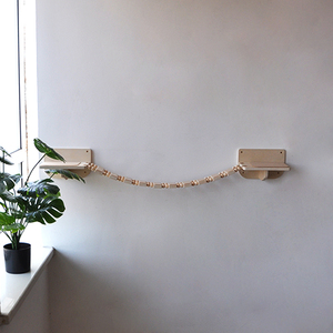 Pintura a base de agua natural, entrega global rápida, puente de paseo de gato de madera contrachapada multicapa montado en la pared, 2 soportes de plataformas circulares - Product Image 4