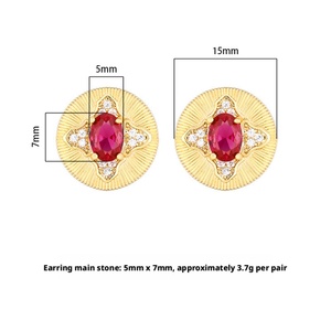 Fashion Jewelry Eco-friendly Copper Oval Cut 5*7mm Multicolor Zircon Vintage Gold Plated Geometric Shape <b>Earrings</b> for Women - Product Image 2