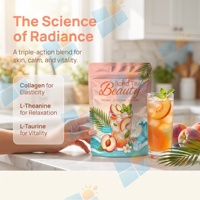 Poudre de thé glacé beauté au collagène saveur pêche 150g, préparation pour boisson individuelle avec L-Théanine et L-Taurine, formule personnalisée, fabrication usine