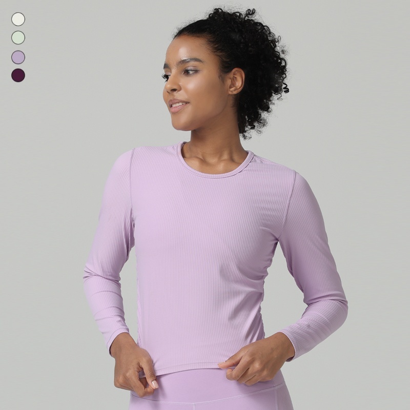 Factory Wholesale Women Compression T-shirt New Long Sleeve Yoga Top Comfy Fit Soft Stretchy Workout Running Sports Gym Top