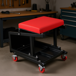 Taburete de Mecánico con Ruedas, Capacidad de 300 Libras, Asiento Acolchado Suave, Marco de Acero, Almacenamiento de Herramientas, Asiento Rodante para Uso en Taller - Product Image 2