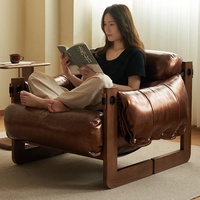 Chaise de maison de luxe nordique moderne en cuir bois paresseux ensembles fauteuil aile attente salon accent canapé meubles chaises de salon