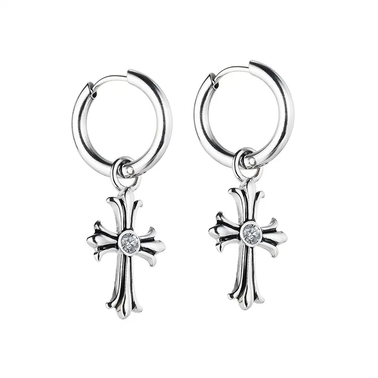 new stainless steel jewelry manufacturer wholesale earrings in the shape of a cross boys and girls