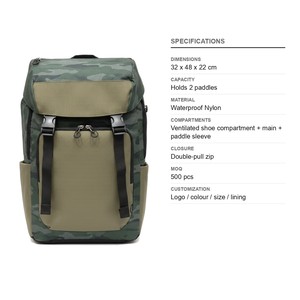 Sac à dos de pickleball avec compartiment ventilé pour chaussures, capacité de 2 raquettes, en nylon imperméable, logo personnalisé, vente en gros - Product Image 6