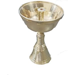 PARIJAT HANDICRAFT Lampe à huile en laiton artisanal Support design lisse avec articles religieux hindous Puja pour Diwali Aarti & Pooja - Product Image 3