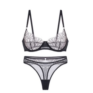 Commerce extérieur ultra-mince rassemblement ensemble de soutien-gorge en dentelle française soutien-gorge européen et américain sexy pur désir pour les gros seins montrent petit cro - Product Image 1