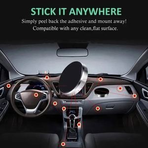 Support de téléphone magnétique plat argenté pour tableau de bord de voiture, mur, camion. Kit de fixation magnétique universel pour iPad à coller au mur - Product Image 4