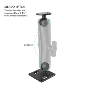Heavy Duty Marine Aluminum Double Socket Arm for 23cm Compatible with C Size 1.5'' Ball VIN-C-23B - Product Image 2