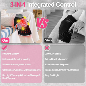 Recarregável Red Light Therapy Knee <span class=keywords><strong>Massager</strong></span> Áreas de vibração, Relaxamento muscular, Função aquecida para joelho - Product Image 6