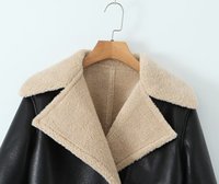 Veste de moto en cuir PU Sherpa en cuir chamois polaire berbère personnalisée Vestes courtes pour femmes
