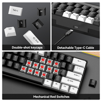 Teclado Mecánico T-WOLF T65 TKL, Teclado RGB con Cable de 61 Teclas, Teclado Mecánico para Juegos con Eje Rojo para Computadora Portátil y de Escritorio