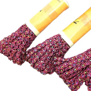 HENGWEI trendy style decorativo con paillettes metallico venezia etnico superiore bordo in pizzo bordo per la decorazione dell'indumento