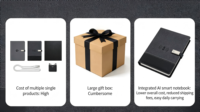 Agenda de Noël à couverture rigide personnalisé en cuir PU, carnet de notes de bureau avec stylo, coffret cadeau d'entreprise