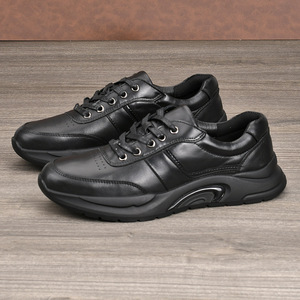 Chaussures de marche pour hommes en cuir, bout rond, à lacets, semelle extérieure en caoutchouc, confortables et amorties, pour les voyages et le quotidien - Product Image 3