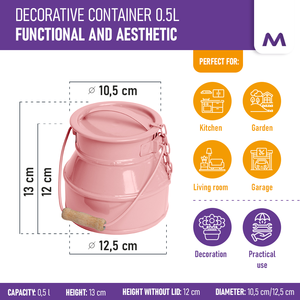 Seau de rangement en tôle d'acier vintage Boîte métallique décorative avec couvercle et poignée de transport 500 ml - Product Image 2