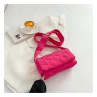 Tas Selempang Kain Quilted dengan Tali Lebar yang Dapat Disesuaikan, Kancing Magnetik, Tas Bahu Harian Wanita, Kantong Kosmetik, Logo Custom