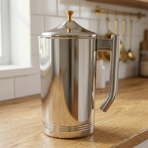 เหยือกกาแฟสแตนเลสพร้อมหัวจับทองเหลือง ดีไซน์ทันสมัย - Product Image 3