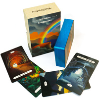Boîte à cartes de tarot en papier portable, écologique, recyclable, avec couvercle et base, bord bleu arc-en-ciel |   Affirmation personnalisée de luxe adaptée aux familles