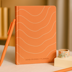 LABON Couverture rigide en lin orange pour l'auto-gestion de la concentration quotidienne, le blocage du temps et le suivi des habitudes, le TDAH Friendly <span class=keywords><strong>Journal</strong></span> Planner - Product Image 6