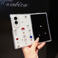 Étui de téléphone de luxe avec paillettes et strass pour Samsung Galaxy Z Fold 8 7 6, chaîne de poignet perlée en cristal, coque pliable ornée de diamants