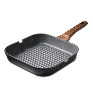 Custom Cookware Die Cast 28cm Aluminum Grill Pan With Non-stick Coating Induction Bottom Cookware Fry Pan