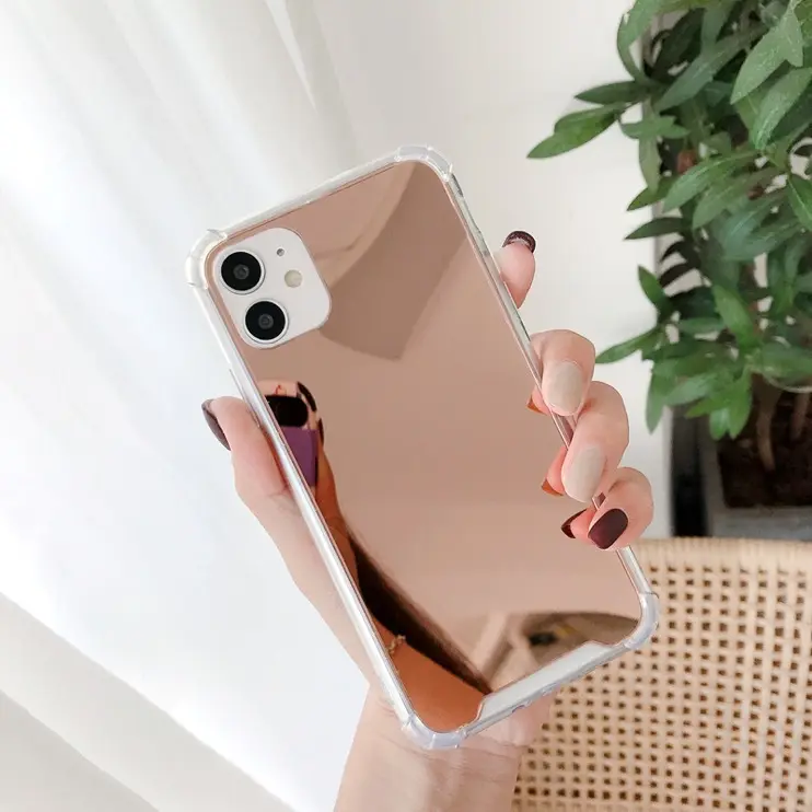 2022 New Product Hard Mirror Back Soft Bumper Slim Protective Cover Girls Woman Makeup Touch up for iPhone 13 Pro Max