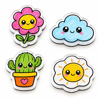 Aimant de réfrigérateur personnalisé en acrylique, motif agneau mignon Kawaii, 3 mm, dos magnétique noir, découpé sur mesure, vente en gros usine