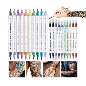 10色金属一時的タトゥーペンソフトブラシ先端無毒化粧品洗える一時的タトゥーペインティングペン肌用 - Product Image 2