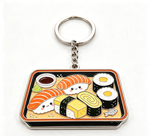 Porte-clés en métal personnalisé sur le thème du sushi, cuisine japonaise, porte-clés en émail, pendentif boîte à bento, souvenir cadeau - Product Image 4