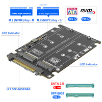 Adaptador Dual M.2, NVMe SSD con Clave M a U.2 SFF-8639 y SATA SSD con Clave B a SAS, Convertidor para Servidor/Estación de Trabajo (2230/2242/2260/2280)