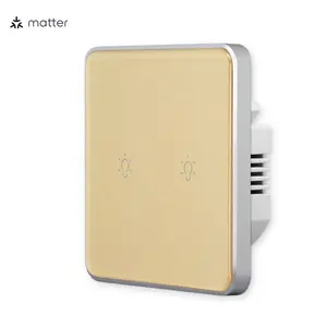 Productos eléctricos de salida de fábrica para Home Matter sobre WiFi 2 Gang Smart Touch Wall Light Switch