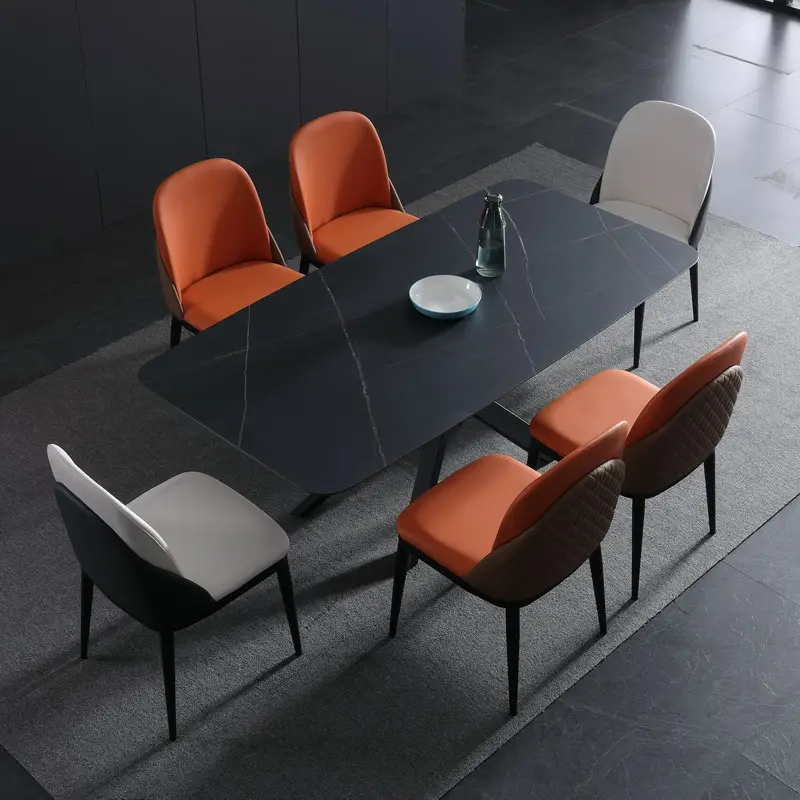 Wholesale rock plate dining table sets modern dining room set Italian creative Nordic square dining room table and chairs