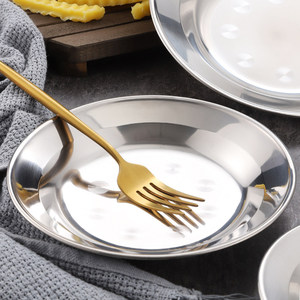 Stainless Steel Round Plate 304 Deep Dish <b>Mirror</b> Finish Food Serving <b>Tray</b> Commercial Use - Product Image 4