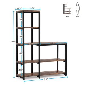 Multi-tier storage <b>rack</b>, <b>shelf</b>, home bookshelf, floor display <b>rack</b>, simple steel and wood storage <b>rack</b> - Product Image 5