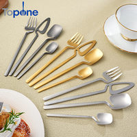 Ensemble de couverts suspendus TOPONE en acier inoxydable 304, design créatif, finition miroir, pour la maison, café, desserts, vaisselle, compatible lave-vaisselle, pour fêtes