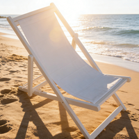 Chaise longue élégante pliable avec dossier réglable, appui-tête et pare-soleil, taille personnalisable, écologique, style Maldives