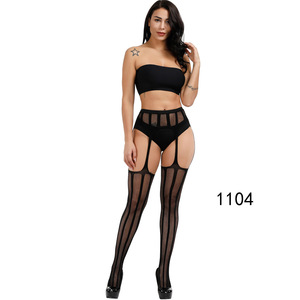 <span class=keywords><strong>Bas</strong></span> en maille résille sexy pour femmes <span class=keywords><strong>bas</strong></span> hauts en dentelle avec <span class=keywords><strong>porte</strong></span>-jarretelles voir à travers les collants sans entrejambe - Product Image 2