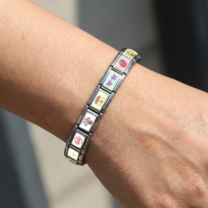 Bracelet modulaire italien en acier inoxydable, design Cœur et Nuage, accessoires de montre à breloques à assembler soi-même, cadeau unisexe, collection Printemps - Product Image 2
