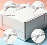 Boîte cadeau personnalisée avec logo, carton pliable blanc avec ruban imprimé et nœud pour mariage, cosmétiques, vêtements