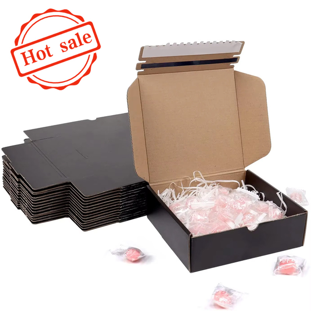 Custom Logo Embossing E-Commerce Self Erecting Recycled Packaging Boxes for Socks Clothing E Flute Corrugated Mailer Carton