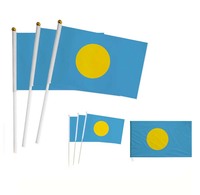 Gran oferta, 14x21cm, Mini países globales, banderas ondeantes de mano, bandera personalizada de Burkina Faso impresa, bandera animadora con asta de plástico