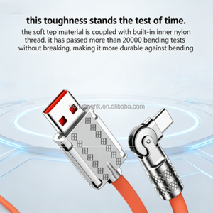 Cable de Carga Rápida USB 3.0 Tipo-C de 120W 5A con Cabezal Metálico Giratorio de 180 Grados y Diseño en Ángulo para Cables de Datos Gruesos - Product Image 5