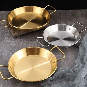 Hete Verkoop Roestvrijstalen Koekenpan Set Koreaanse Stijl Koken Non-Stick Kookgerei Pan Spaanse Zeevruchtenplaat Koekenpan Met Dou