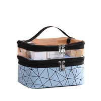 Sac de maquillage multifonctionnel à deux étages Boîte à cosmétiques à main en forme de diamant