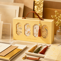Boîte Cadeau Élégante pour Gâteaux de Lune avec Logo Personnalisé, Emballage Rigide en Carton Imprimé, Estampage à Chaud Doré, Design Creux, Vente en Gros OEM ODM