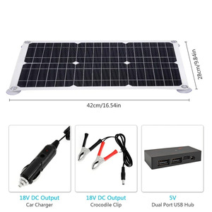 แผงโซลาร์เซลล์พับได้ 20W 18V โมโนคริสตัลไลน์ พกพาสะดวก ใช้สำหรับตั้งแคมป์กลางแจ้งและรถบ้าน - Product Image 4